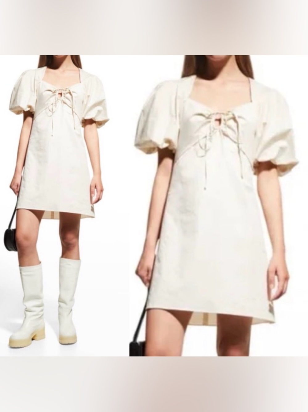 NEW Frame's puff-sleeve minidress size Medium in cream